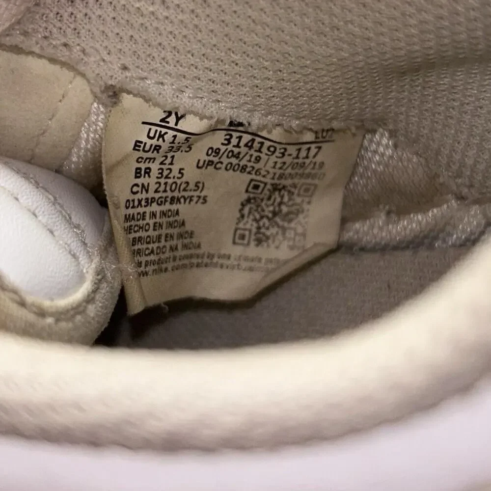 Nike Air Force 1 Low Triple White AF1 314193-117 Youth US Size 2Y Sneaker Shoes